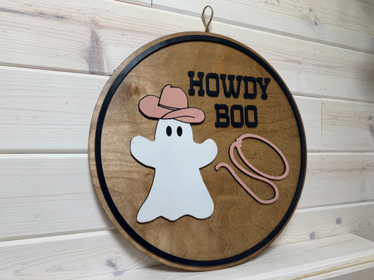 Door Hanger (Howdy Boo/Pink)